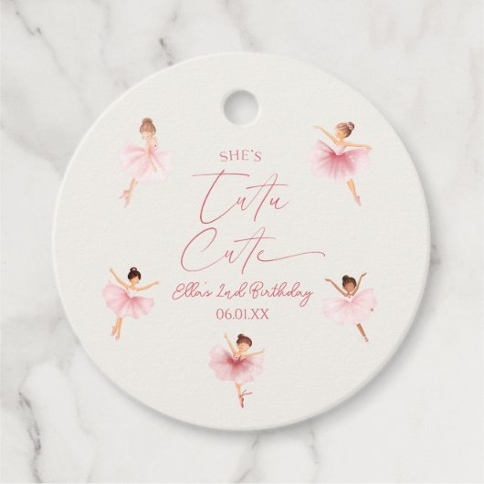 彼女はツチュキュートピンクバレリーナ2nd誕生日パーティー フェイバータグ (正面)