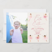 彼女はツツかわいいバレリーナ写真2nd誕生日パーティー 招待状 (正面)