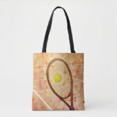 彼女はテニス女性のトートバッグw名前をカスタムするが大好き トートバッグ (正面)