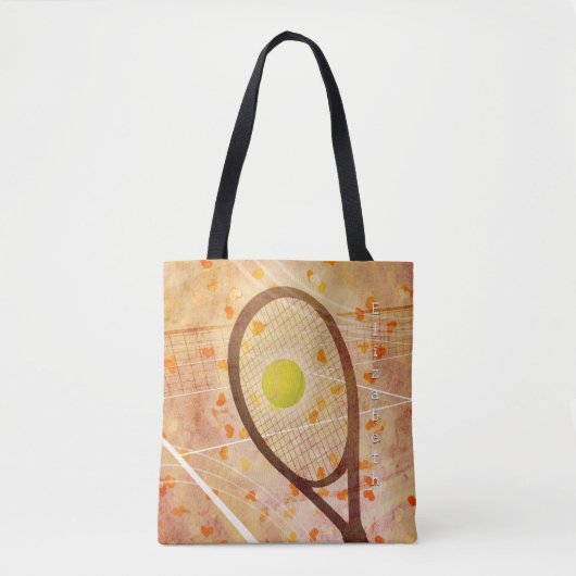 彼女はテニス女性のトートバッグw名前をカスタムするが大好き トートバッグ (正面)