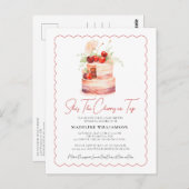 彼女はトップさくらんぼのベビーシャワー招待状 ポストカード (正面/裏面)