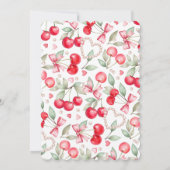 彼女はトップさくらんぼのベビーシャワー招待状 招待状 (裏面)