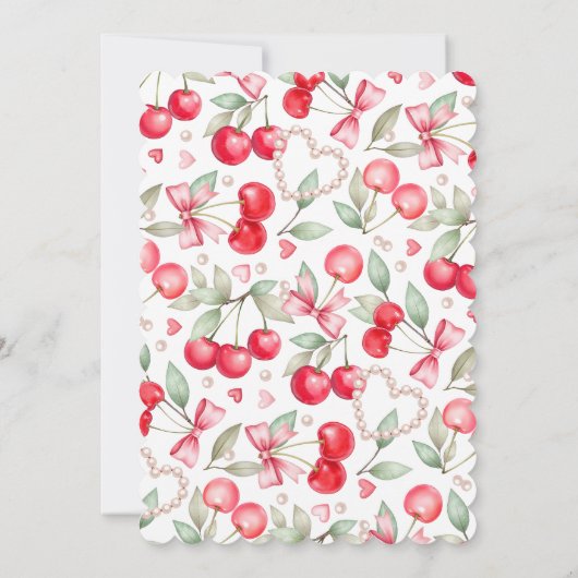 彼女はトップさくらんぼのベビーシャワー招待状 招待状 (裏面)