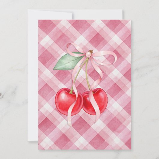 彼女はトップさくらんぼのベビーシャワー招待状 招待状 (裏面)