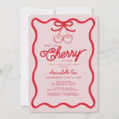 彼女はトップハンドドローさくらんぼのベビーシャワーだ 招待状 (正面)