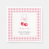 彼女はトップピンクの弓のさくらんぼベビーシャワー スタンダードカクテルナプキン (正面)