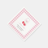 彼女はトップピンクの弓のさくらんぼベビーシャワー スタンダードカクテルナプキン (角)