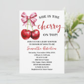 彼女はトップピンクコケットベビーシャワーのさくらんぼである 招待状 (スタンド正面)