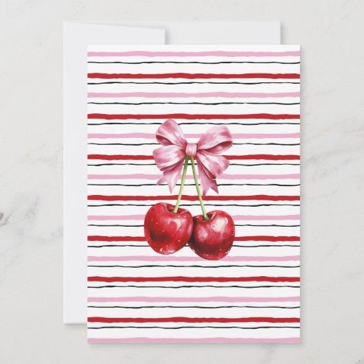 彼女はトップピンクコケットベビーシャワーのさくらんぼである 招待状 (裏面)