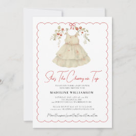 彼女はトップ水色のさくらんぼベビーシャワー 招待状