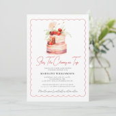 彼女はトップ水色のさくらんぼベビーシャワー 招待状 (スタンド正面)