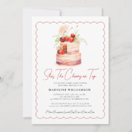 彼女はトップ水色のさくらんぼベビーシャワー 招待状