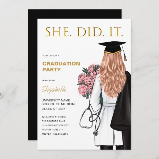 彼女はナース医学部を卒業した 招待状 (正面/裏面)