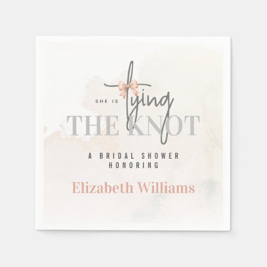 彼女はノットピンクのブライダルシャワーパーティーを結んでいる スタンダードカクテルナプキン (正面)