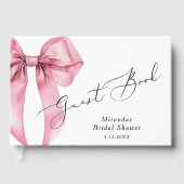 彼女はノットピンクボウブライダルシャワーを結んでいる ゲストブック (正面)