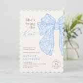 彼女はノットブルーレースボウブライダルシャワーを結んでいる 招待状 (スタンド正面)