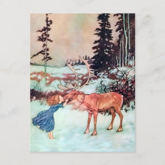 彼女はノーズ・クリスマスにトナカイにキスした ポストカード (正面)