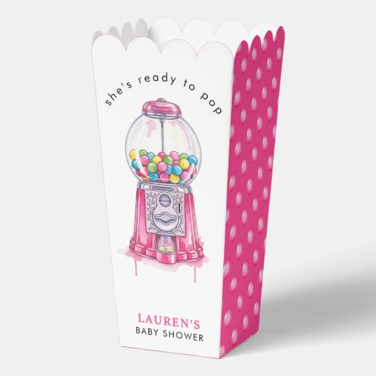 彼女はバブルガムポップ・アートのピンクの女の子の赤ちゃんシャワーの準備ができている フェイバーボックス (正面)