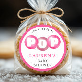 彼女はバブルガムポップ・アートのピンクの女の子の赤ちゃんシャワーの準備ができている ラウンドシール