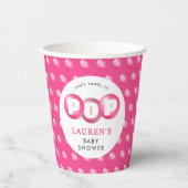 彼女はバブルガムポップ・アートのピンクの女の子の赤ちゃんシャワーの準備ができている 紙コップ (正面)