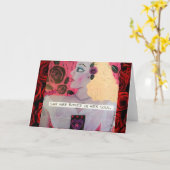 彼女はバラを持っていた カード (黄色い花)