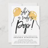 彼女はバルーンベイビーポップ・アートのシャワー招待状の準備ができている 招待状 (正面)