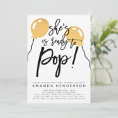 彼女はバルーンベイビーポップ・アートのシャワー招待状の準備ができている 招待状 (スタンド正面)