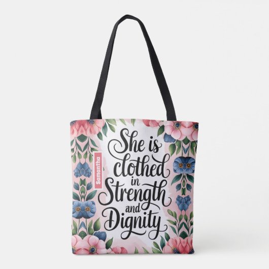 彼女はパーソナライズされたキリスト教の徒と装っている トートバッグ (裏面)