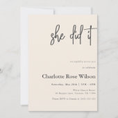 彼女はピンクの写真のトレンディー卒業モダンした 招待状 (正面)