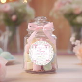 彼女はピンクの弓の結び目を結んでいる ヴィンテージ ラウンドシール