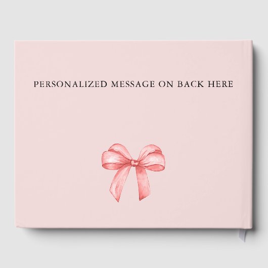 彼女はピンクの蝶結びのウェディングシャワーを計画中 ゲストブック (裏面)