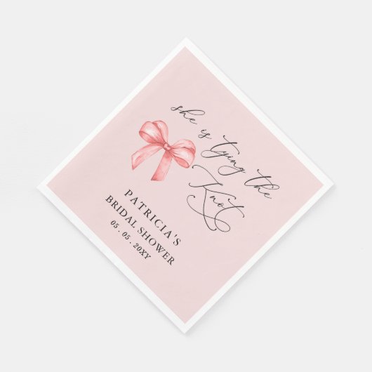 彼女はピンクの蝶結びのウェディングシャワーを計画中 スタンダードランチョンナプキン (角)