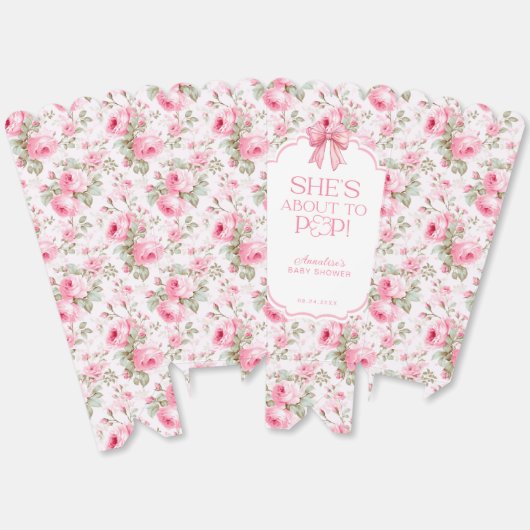 彼女はピンクボウの赤ポップ・アートのちゃんシャワーのポップコーンに近づいている フェイバーボックス (見開き)