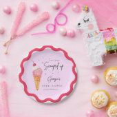 彼女はピンクレッドのスクープされたレトロブライダルシャワー ペーパープレート (パーティー)