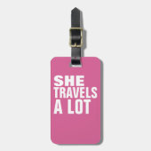 彼女はピンク色の多くを旅 ラゲッジタグ (正面縦)