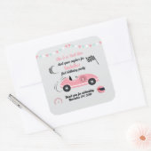 彼女はファーストワンフェスティバルピンクレースカー誕生日 スクエアシール (封筒)