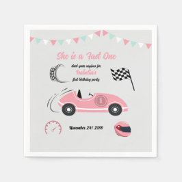 彼女はファーストワンフェスティバルピンクレースカー誕生日 スタンダードカクテルナプキン