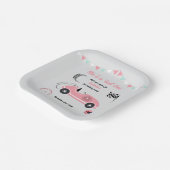 彼女はファーストワンフェスティバルピンクレースカー誕生日 ペーパープレート (傾斜あり)