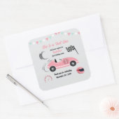 彼女はファーストワンフェスティバルピンクレースカー スクエアシール (封筒)