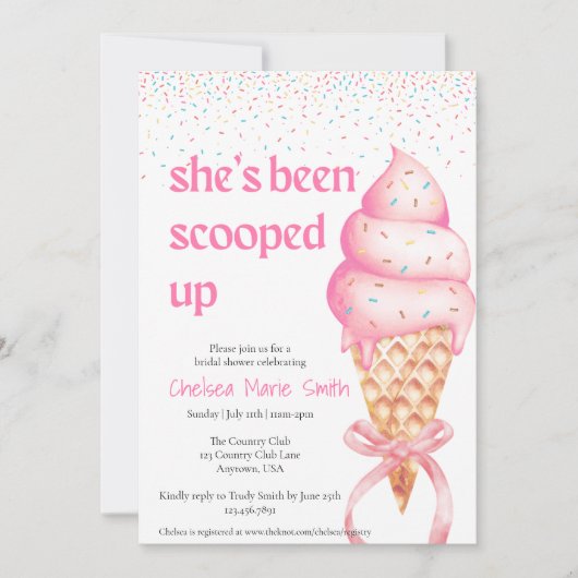 彼女はブライダルシャワーの招待状をスクープされた 招待状 (正面)