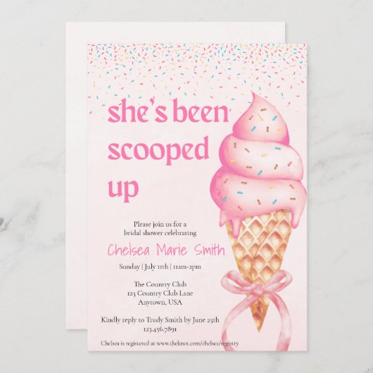 彼女はブライダルシャワーの招待状をスクープされた 招待状 (正面/裏面)