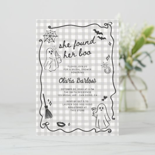 彼女はブーのハロウィン予測できなブライダルシャワーを見つけた 招待状 (スタンド正面)