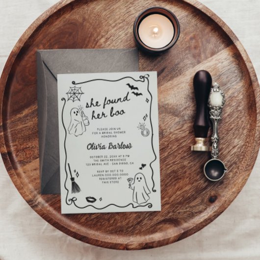 彼女はブーのハロウィン予測できなブライダルシャワーを見つけた 招待状