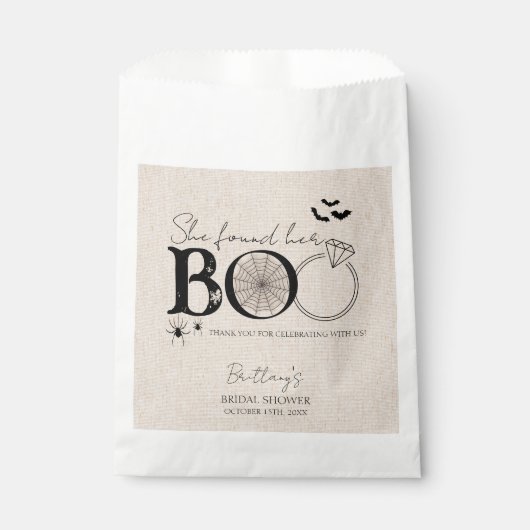 彼女はブーのハロウィン素朴ブライダルシャワーを見つけた フェイバーバッグ (正面)