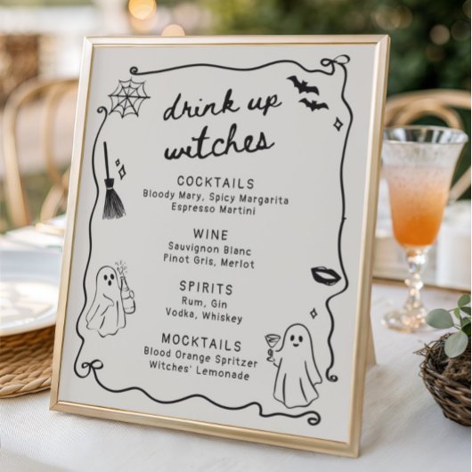 彼女はブーのハロウィーンのブライダルシャワー飲み物を見つけた ポスター