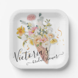 彼女はブーケブライダルシャワーをスクープされた ペーパープレート