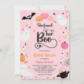 彼女はブーピンクハロウィーンブライダルシャワーを見つけた 招待状 (正面)