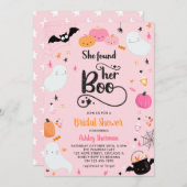 彼女はブーピンクハロウィーンブライダルシャワーを見つけた 招待状 (正面/裏面)