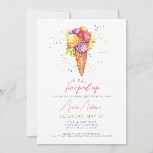 彼女はブ得ライダルシャワーの招待状をスクープした 招待状 (正面)