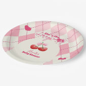 彼女はベビーシャワーのさくらんぼだ ペーパープレート (アングル)